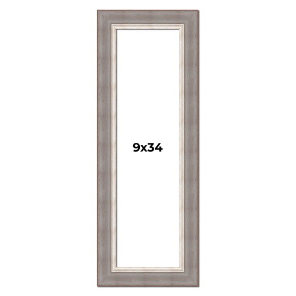 9x34 Frame Grey Real Wood Picture Frame Width 2.75 Inches | Interior Frame Depth 0.5 Inches | Linus