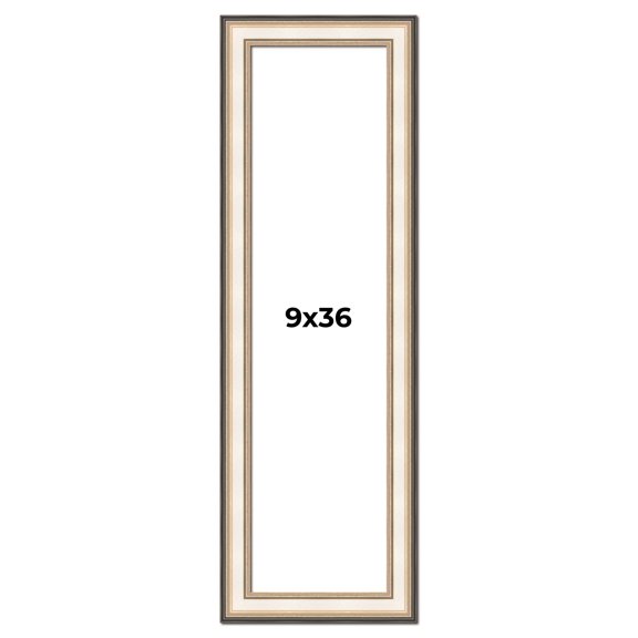 9x36 Frame Gold Silver Plein Aire 2" Inch Wide Moulding Solid Wood Picture Frame | Modena