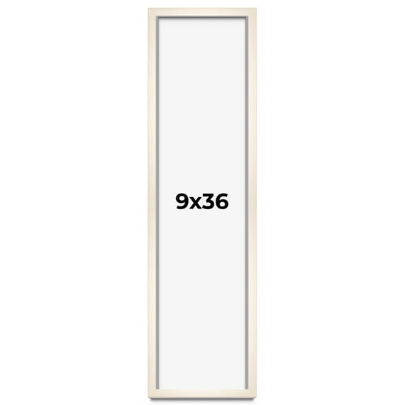 9x36 Frame White Wash Solid Wood Picture Frame | 0.75 Inch Moulding Width | Includes UV Acrylic
