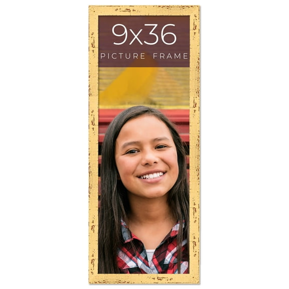 9x36 Frame Yellow Real Wood Picture Frame Width 1.25 inches | Interior Frame Depth 0.5 inches |