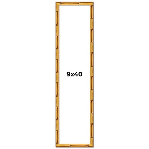 9x40 Frame Gold Bamboo Solid Wood Picture Frame | 1 Inch Moulding Width | Interior Frame Depth 0.75