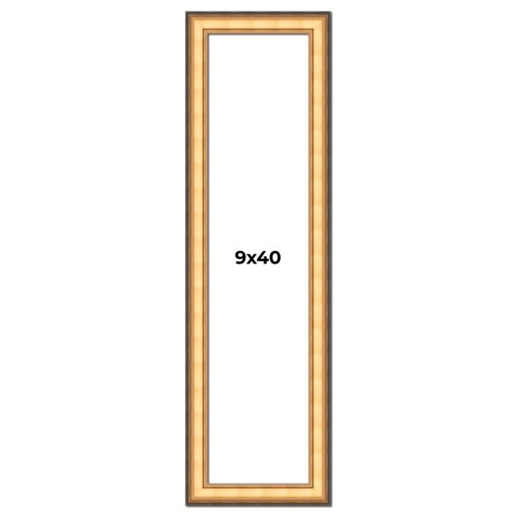 9x40 Frame Gold Plein Aire Solid Wood Picture Frame Width 2 Inches | Interior Frame Depth 0.5