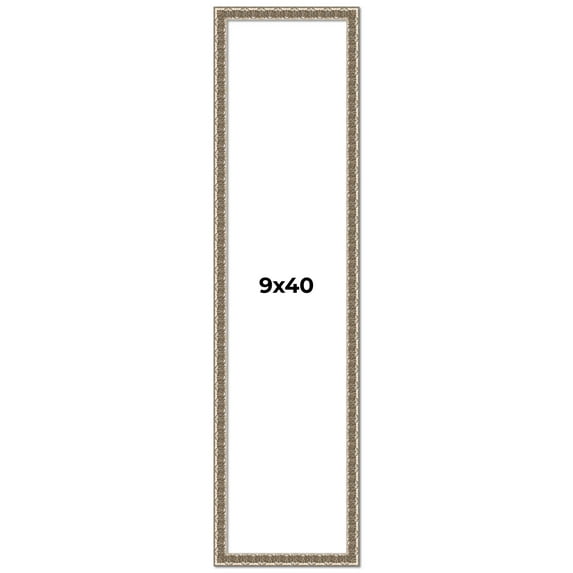 9x40 Frame Silver Versailles Ornate Solid Wood Picture Frame | 1 Inch Moulding Width | Interior