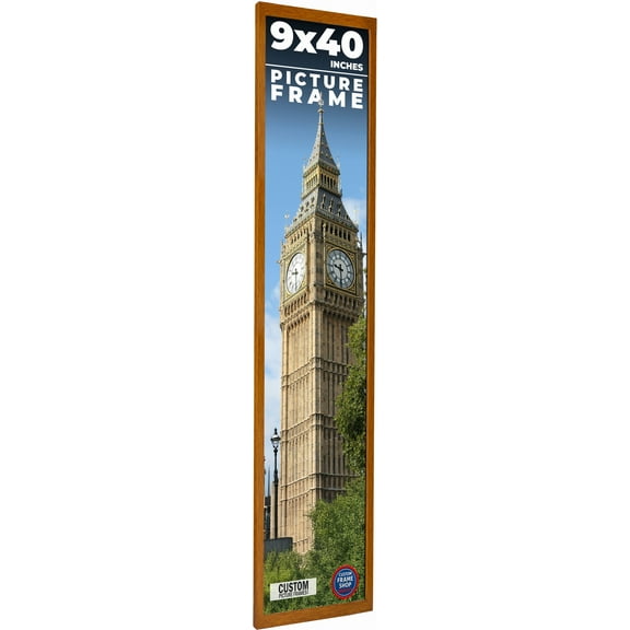 9x40 Honey Brown Real Wood Picture Frame Width 0.75 inches | Interior Frame Depth 0.5 inches |