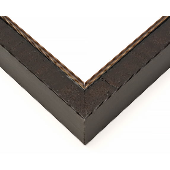 9x40 Rustic Brown with Gold Real Wood Picture Frame Width 1.25 inches | Interior Frame Depth 1
