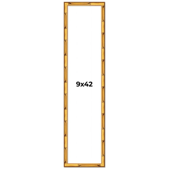 9x42 Frame Gold Bamboo Solid Wood Picture Frame | 1 Inch Moulding Width | Interior Frame Depth 0.75