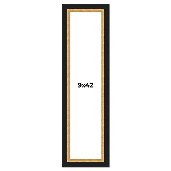 9x42 Frame Gold Real Wood Picture Frame Width 2.25 Inches | Interior Frame Depth 0.5 Inches |