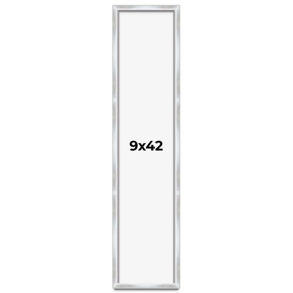 9x42 Frame Silver Whitewashed Wood Grain Solid Wood Shadow Box | 0.75 Inch Moulding Width | 0.75
