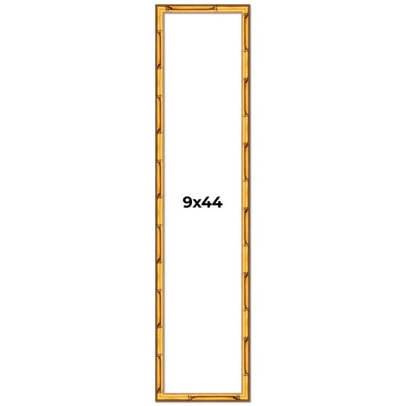 9x44 Frame Gold Bamboo Solid Wood Picture Frame | 1 Inch Moulding Width | Interior Frame Depth 0.75