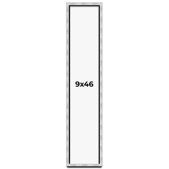 9x46 Frame Brushed Silver Solid Wood Picture Frame | 0.75 Inch Moulding Width | Rabbet Depth 0.75