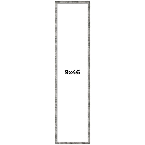 9x46 Frame Silver Grey Distressed Solid Wood Picture Frame | 0.75 Inch Moulding Width | Interior