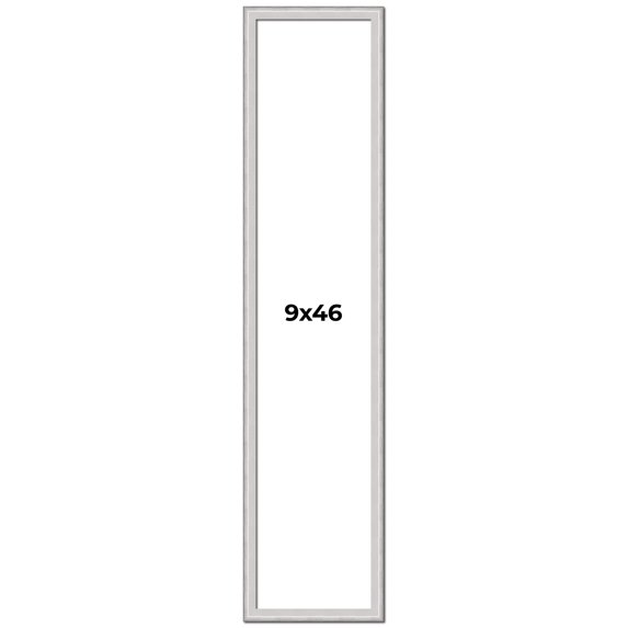 9x46 Frame Silver Inner Slope Bevel Picture Frame | 1 Inch Moulding Width | 0.75 Inch Rabbet Depth