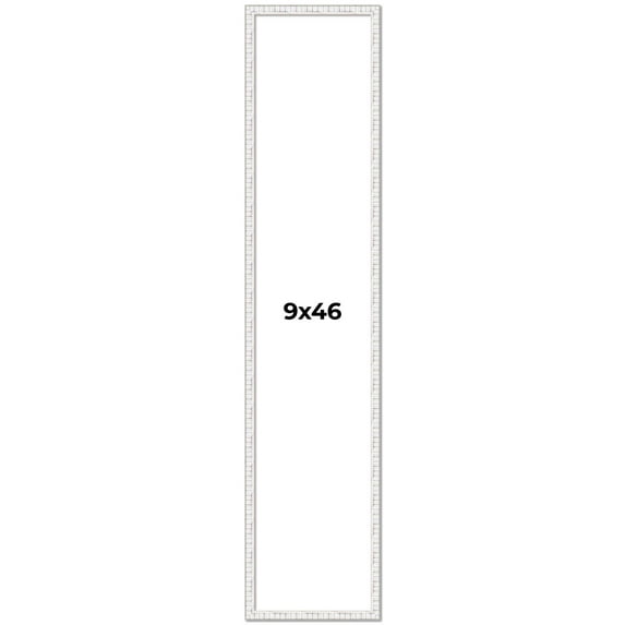 9x46 Frame White Scuffed Rustic Solid Wood Picture Frame | 0.75 Inch Moulding Width| Includes UV