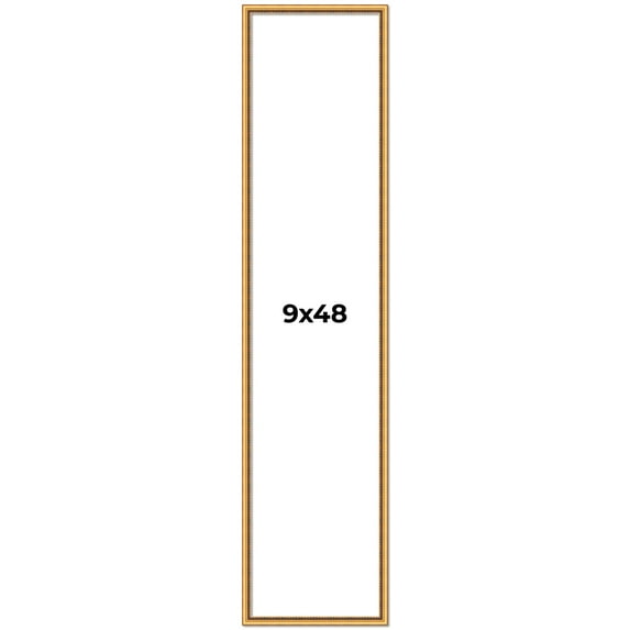 9x48 Frame Beaded Gold Solid Wood Picture Frame | 0.75 Inches Moulding Width | Liscio Oro