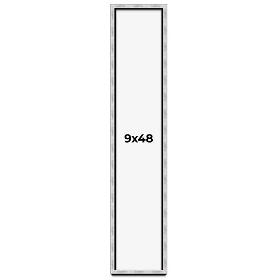 9x48 Frame Brushed Silver Solid Wood Picture Frame | 0.75 Inch Moulding Width | Rabbet Depth 0.75