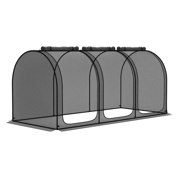 9x4ft Plant Protection Cage, Steel Frame Crop Tent with 3 Doors