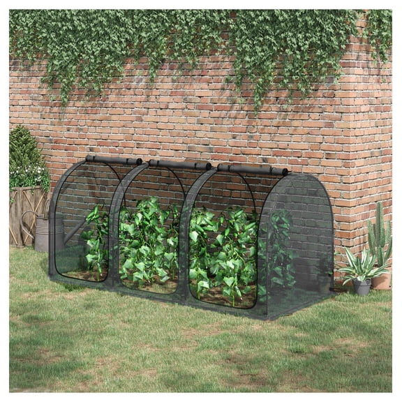 9x4ft Plant Protection Cage Steel Frame Garden Crop Tent with 3 Doors