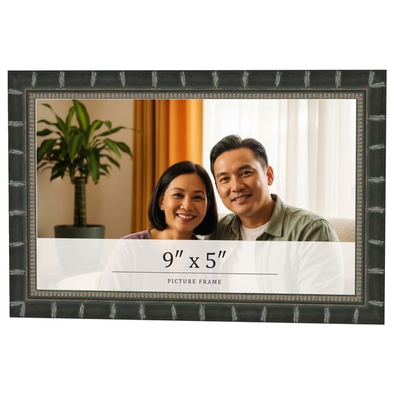 9x5 Frame Black Bamboo Solid Wood Picture Frame Width 1.5 Inches | Interior Frame Depth 0.5 Inches