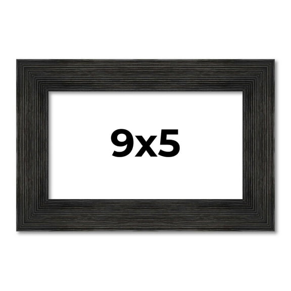 9x5 Frame Black Rustic Barnwood Solid Wood Picture Frame | 1.5 Inch Moulding Width | Includes UV