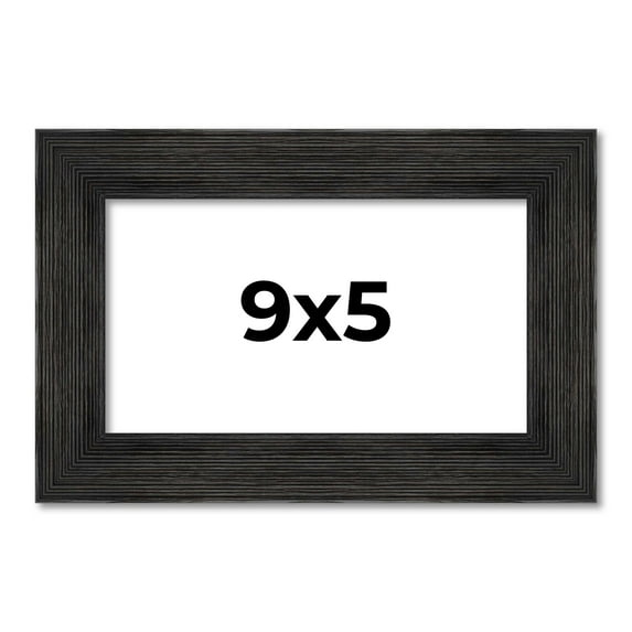 9x5 Frame Black Rustic Barnwood Solid Wood Picture Frame | 1.5 Inch Moulding Width | Includes UV