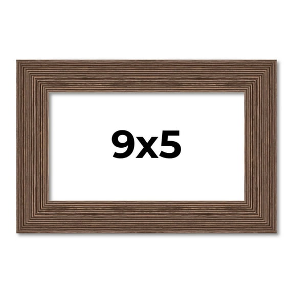 9x5 Frame Brown Distressed Barnwood Picture Frame | Complete Rustic Farmhouse Photo Frame Includes