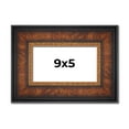 thumbnail image 1 of 9x5 Frame Brown Walnut Gold Ornate Trim Solid Wood Plein Air Picture Frame | 3 Inch Moulding Width, 1 of 8