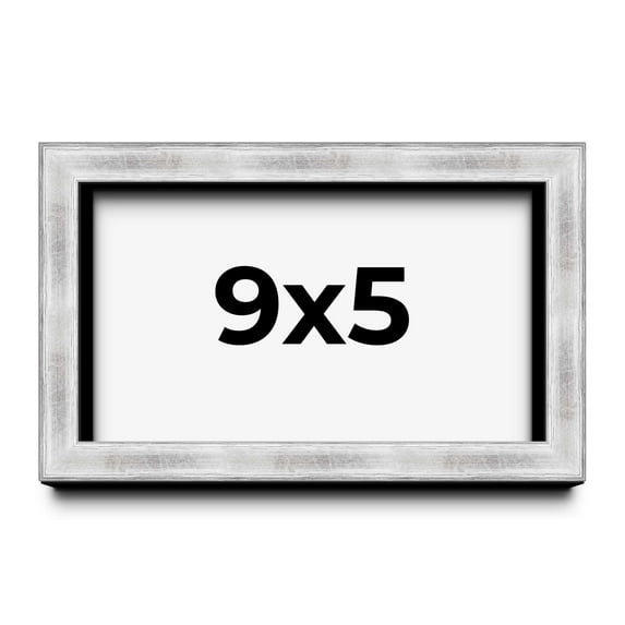 9x5 Frame Brushed Silver Solid Wood Picture Frame | 0.75 Inch Moulding Width | Rabbet Depth 0.75