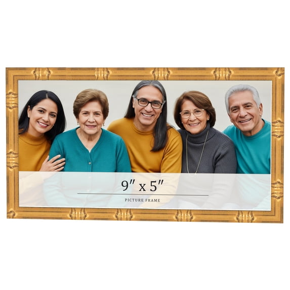 9x5 Frame Gold Bamboo Solid Wood Picture Frame | 1 Inch Moulding Width | Interior Frame Depth 0.75