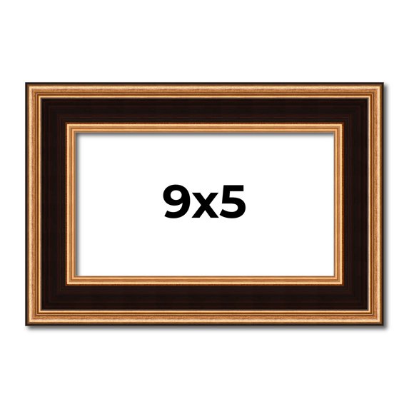 9x5 Frame Gold Brown Plein Air Vintage Solid Wood Picture Frame | 1.75 Inches Moulding Width |