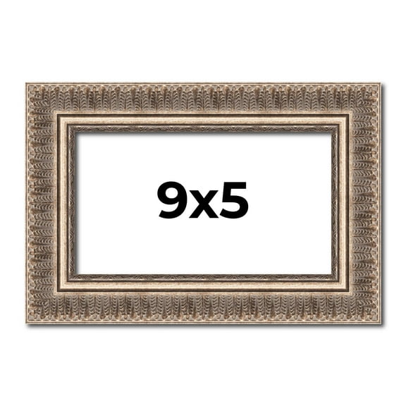 9x5 Frame Silver Harvest Ornate Solid Wood Picture Frame | 1.75 Inch Moulding Width |Mayflower