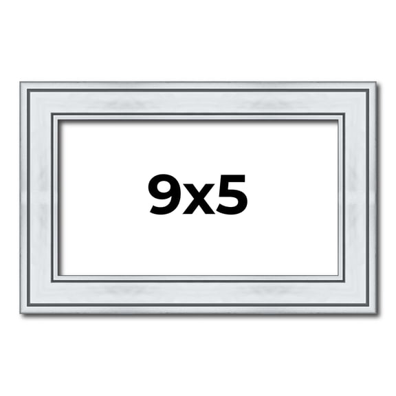 9x5 Frame Sterling Silver Solid Wood Picture Frame | 1.25 Inch Moulding Width | 0.75 Inch Interior