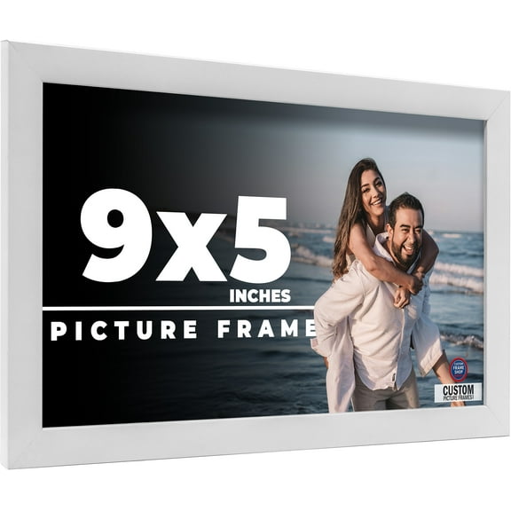 9x5 Frame White Solid Wood Picture Frame Includes UV Acrylic Shatter Guard Front, Acid Free Foam