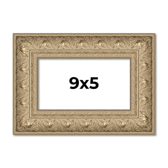 9x5 IN Frame Ornate Silver Beaded Solid Wood Picture Frame Width 2.5 Inches | Interior Depth 1