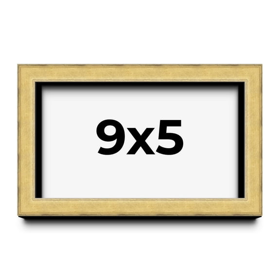 9x5 IN Shadow Box Frame Gold | 1.375 Inches Deep Real Wood Contemporary Shadowbox Display Frame |