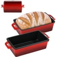 thumbnail image 1 of 9x5 Inch Enameled Cast Iron Loaf Pan with Lid, Perfect Bread Baking Pan | Even Heat Distribution for Homemade Bread, Cake, Meatloaf，2 Piece set，Red, 1 of 7