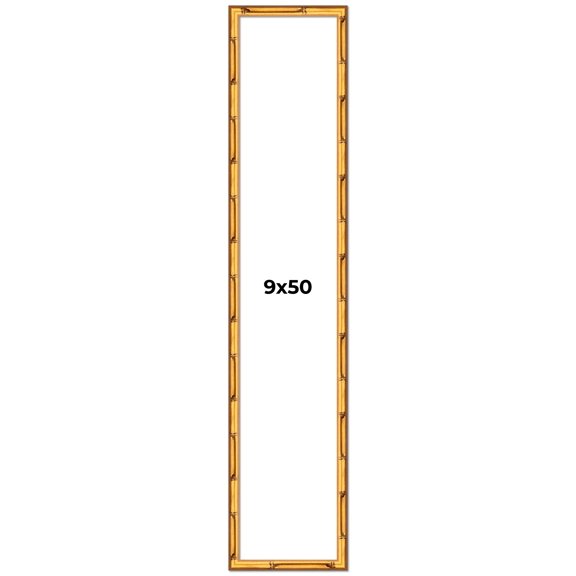 9x50 Frame Gold Bamboo Picture Frame - Complete Modern Photo Frame Includes UV Acrylic Shatter