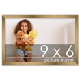 thumbnail image 1 of 9x6 Gold Bronze Wood Picture Frame - UV Acrylic, Foam Board Backing, Hanging Hardware, 1 of 9