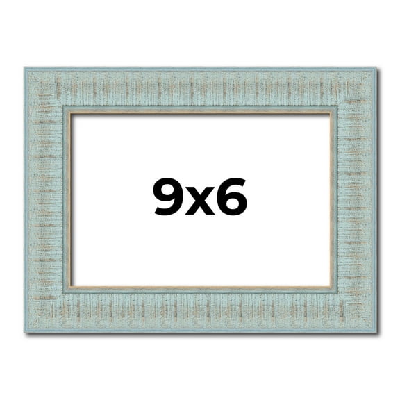 9x6 Frame Blue Teal Distressed Solid Wood Picture Frame | 1.625 Inch Moulding Width | Sonoma Blue