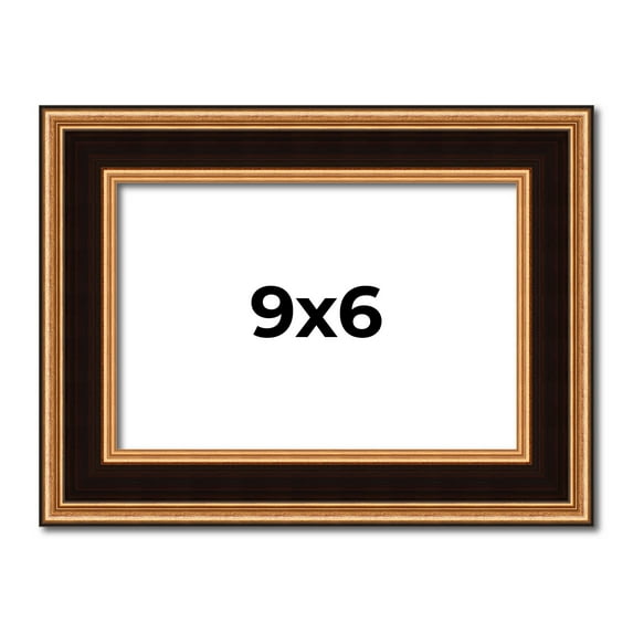 9x6 Frame Gold Brown Plein Air Vintage Solid Wood Picture Frame | 1.75 Inches Moulding Width |