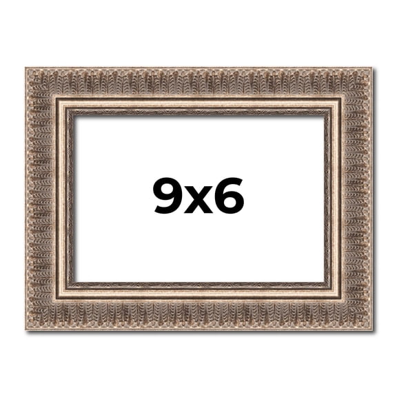 9x6 Frame Silver Harvest Ornate Solid Wood Picture Frame | 1.75 Inch Moulding Width |Mayflower