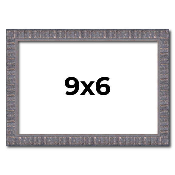 9x6 Frame Slate Blue Distressed Rustic Solid Wood Picture Frame | 0.75 Inch Moulding Width |