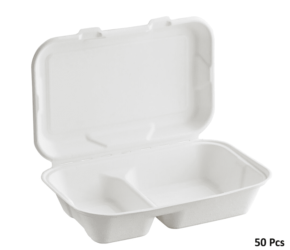 9x6 Inch 2-Compartment Meal Prep Containers – 50 Pack | Take-Out Food ...