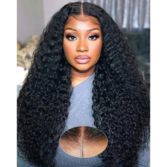 9x6 M Cap Water Wave Glueless Wig Human Hair Pre Bleached Knots Pre Cut Lace 180% Density Deep Wave Wear Go Wig Pre Plucked Transparent Lace Black 16 Inch