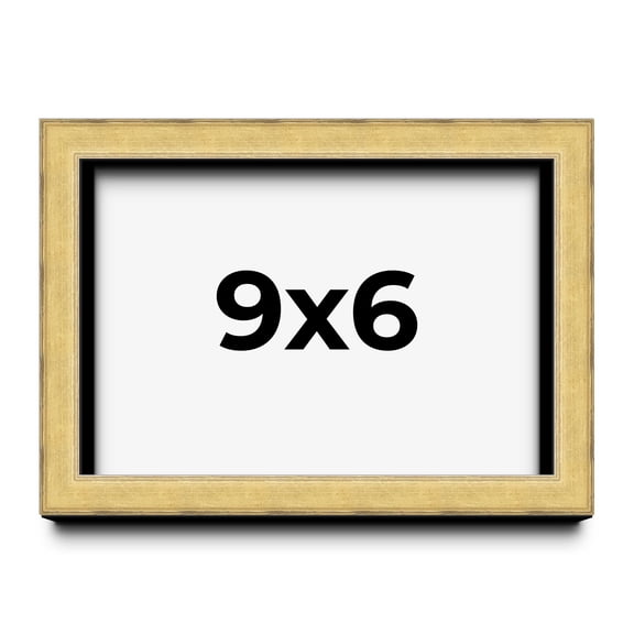 9x6 Shadow Box Frame Gold | 1.375 Inches Deep Real Wood Contemporary Shadowbox Display Frame | UV
