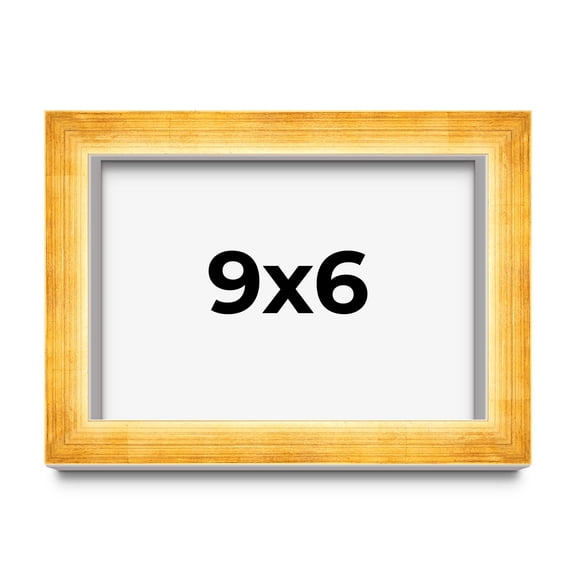 9x6 Shadow Box Frame Gold | 1.625 Inches Deep Real Wood Traditional Shadowbox Display Frame | UV