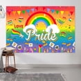 thumbnail image 1 of 9x6 ft Pride Day Backdrop, Happy Pride Month LGBTQ Party Rainbow Decorations Background, Gay Lesbian Transgender Love is Love Photo Backdrop Supplies for Outdoor Bar Street Parade Carnival Home Decor, 1 of 5