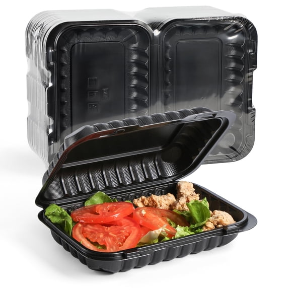 9x6 inch Black Clamshell Food Take-Out Containers, 28 Oz 50 Pack