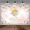 thumbnail image 1 of 9x6ft Baby Shower Backdrops for Photography A Little Princess Baby Shower Party Decorations for Girls Pink Flower Floral Party Banner Gold Crown Glitter Photo Backdrop Background Cake Table Decor, 1 of 5