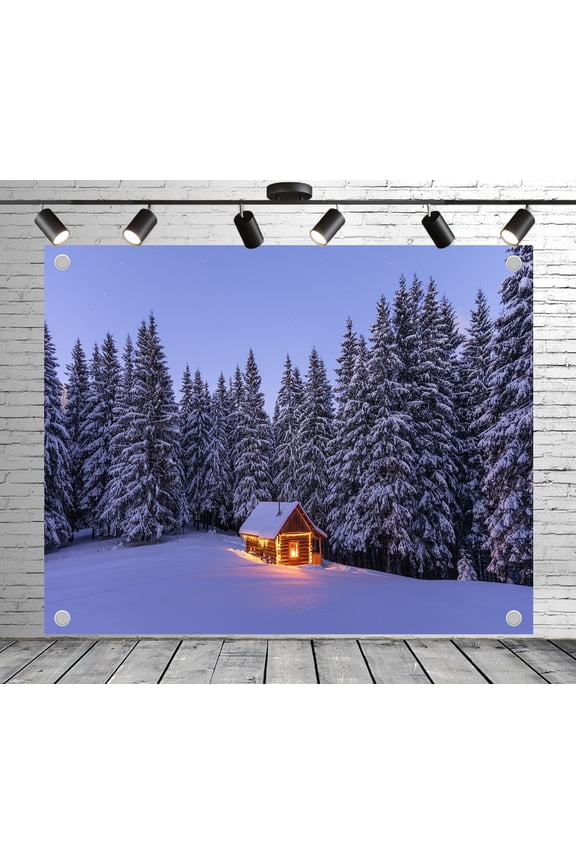 9x6ft Forest Backdrop Snowy Cabin Photo Backdrop Rustic Background for Theme Party Wedding Birthday Baby Shower Decoration Banner Photo Booth Studio Props
