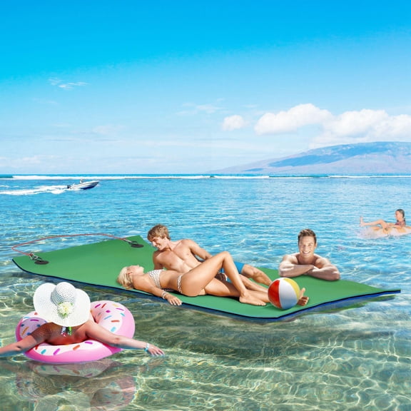9x6ft Lily Pad Water Mat for 2 Adults Floating Pad for Lake Pool Ocean Beach Boating, Green